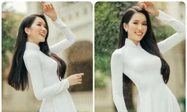 'Á hậu học giỏi' Phương Anh diện áo dài trắng, nhắn nhủ xúc động trong ngày tựu trường