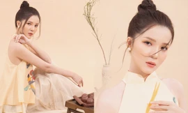 Hoa khôi Huỳnh Thuý Vi khoe vai trần gợi cảm