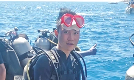 Đại úy Nguyễn Thành Trung trong một lần làm nhiệm vụ