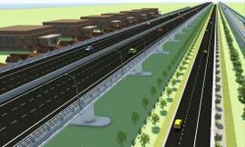 Thiết kế đường Vành đai 4 với 14 làn xe. Ảnh: Trọng Ðảng