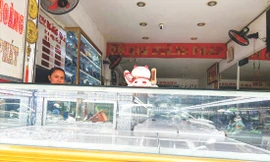 Một tiệm vàng mở cửa nhưng trong tủ trống trơn. Ảnh: U.P