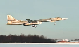 Máy bay ném bom hạng nặng tầm xa Tupolev Tu-160M của Nga. Ảnh: Tass