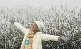 Người Hà Nội đổ xô đi 'săn' băng tuyết trên đỉnh núi Mẫu Sơn 