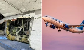 Máy bay chở gần 140 khách bị thủng, lộ cả máy móc