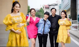 Gia đình 'Về nhà đi con' tụ họp, Bảo Thanh rạng rỡ lần đầu khoe bụng bầu ngoại cỡ