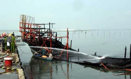 Khoảng 23h ngày 4/3, chiếc tàu câu mực của anh Huỳnh Văn Trí (36 tuổi, thôn Đồng Xuân, Tam Giang) đang neo đậu trên sông Trường Giang đã bất ngờ bùng cháy. Lúc đó, anh Trí đang ngủ trên tàu để chuẩn bị ra khơi vào sáng sớm hôm sau.