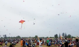 Nhiều người tập trung thả diều và xem diều tại khu đồng diều Hóc Môn hôm xảy ra sự cố. Ảnh: Hải Nam.