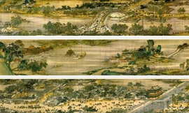 Toàn cảnh bức tranh"Thanh minh thượng hà đồ". Ảnh: Ancient Origins.