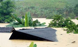 Cảnh mưa lũ ngập nóc nhà dân bản Điện Biên