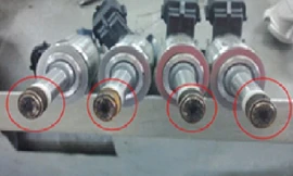 Hiện tượng muội than bám ở đầu kim phun. Ảnh: Thaco.