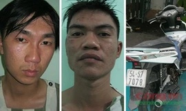 Lê Hữu Phúc, Nguyễn Ngọc Bình và chiếc xe máy bị trộm đã được thu hồi.