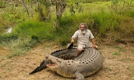 Người đàn ông với biệt danh thổ dân chân trần ở bang Queensland, Australia, có sở thích ngồi trên lưng của những con cá sấu khổng lồ để chơi đùa với chúng.