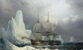 Tàu mắc kẹt trong băng và thủy thủ quyết định bỏ tàu. Ảnh minh họa: Rich.edu.