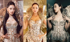 Chi Pu có quá can đảm khi dám diện chiếc váy 40kg “đụng hàng” Hoa hậu Mỹ Linh & H’Hen Niê?