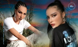 Hoa hậu Kỳ Duyên và siêu mẫu Minh Triệu tung bộ ảnh quảng bá thương hiệu riêng cực “chất”