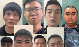 Các đối tượng bị tạm giữ. Ảnh Công an Hà Nội