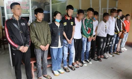 Các đối tượng tại cơ quan công an. Ảnh Công an Vĩnh Phúc