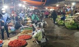 Liên ngành kiểm tra đột xuất chợ đầu mối lúc sáng sớm