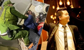 NSƯT Vũ Mạnh Dũng và nghi phạm Bình khi bị khống chế