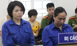 Bị cáo Vững, Vân tại phiên tòa.