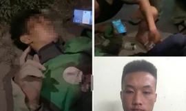 Nạn nhân bị thương nặng và đối tượng Diu (ảnh nhỏ)
