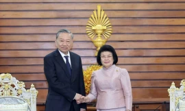 Chủ tịch nước Tô Lâm hội kiến Chủ tịch Quốc hội Campuchia Khuon Sudary