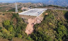 Trạm cắt 220kV Bờ Y xảy ra tình trạng sạt trượt taluy âm, nứt toác tường