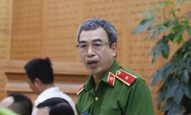 Thiếu tướng Nguyễn Văn Thành, Cục phó (C03) Bộ Công an tại cuộc họp báo.