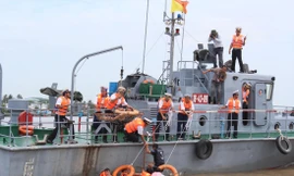 Cán bộ, ĐVTN Lữ đoàn 962 luyện tập phương án cứu hộ cứu nạn trên sông trong mùa mưa bão 