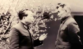 Đại tướng Võ Nguyên Giáp và tướng Lê Trọng Tấn (phải)