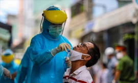 Lấy mẫu xét nghiệm COVID-19 tại Đà Nẵng Ảnh: Nguyễn Thành 