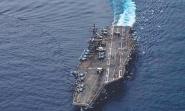 Mỹ tuyên bố, đợt tập trận của hai tàu sân bay trên biển Đông thể hiện cam kết của họ đối với an ninh và ổn định của khu vực Ảnh: US Navy 