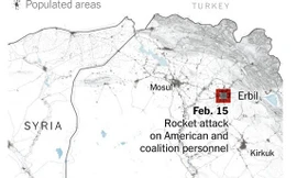 Địa điểm diễn ra vụ không kích hôm 25/2 nằm trên biên giới Syria-Iraq ảnh: New York Times 