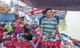  Thuyền trưởng Đỗ Bin ở huyện Bình Sơn (tỉnh Quảng Ngãi) và nhiều ngư dân khác phàn nàn chuyện xếp hàng chờ chữ ký 