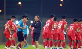 Thầy trò HLV Park Hang-seo được đánh giá cao về khả năng đi tiếp. Ảnh: Hữu Phạm (từ UAE)