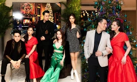 Quỳnh Nga diện áo xẻ ngực nóng bỏng, quyến rũ bên Việt Anh và hội bạn thân