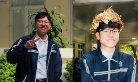 Nguyễn Việt Thái trường THPT Chuyên Ngoại ngữ (ĐH Ngoại ngữ - ĐHQG Hà Nội), trước trận Chung kết cuộc thi "Đường Lên Đỉnh Olympia" năm thứ 21.