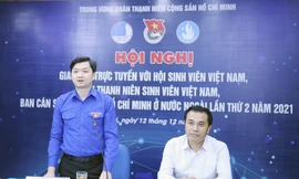Anh Nguyễn Minh Triết, Bí thư T.Ư Đoàn, Phó Chủ tịch thường trực T.Ư Hội Sinh viên Việt Nam phát biểu tại Hội nghị. Ảnh: LÂM ĐĂNG HẢI