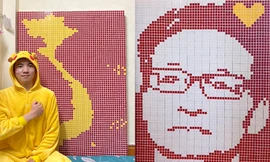 Màn khắc họa bằng rubik chân dung Phó Thủ tướng Vũ Đức Đam