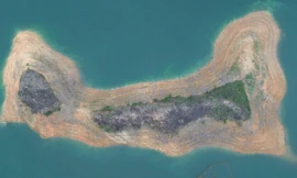 Hình ảnh nước hồ Thủy điện Hòa Bình xuống thấp, lộ nhiều đảo lớn, nhỏ 