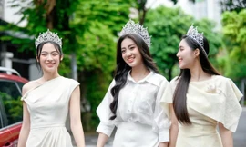 Top 3 Hoa hậu Việt Nam 2024 diện các thiết kế thanh lịch, dịu dàng sau đăng quang
