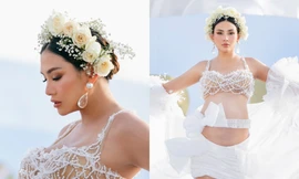 Siêu mẫu Võ Hoàng Yến dù mang bầu tháng thứ 8 vẫn trình diễn thời trang