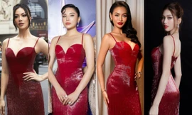 Hoa hậu Kỳ Duyên mặc đụng hàng thiết kế dạ hội với loạt Á hậu đình đám