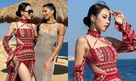 Miss Intercontinental 2023: Ngọc Hằng diện đồ thổ cẩm cách điệu, khoe chân dài miên man