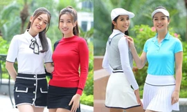 Hoa hậu Đỗ Mỹ Linh, Ngọc Hân khoe sắc trong buổi họp báo Tiền Phong Golf Championship 2021