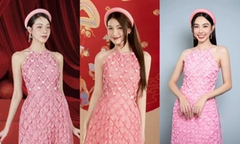 Mặc "đụng hàng" Thùy Tiên, Hòa Minzy khôn khéo đổi dáng áo dài để hợp với chiều cao