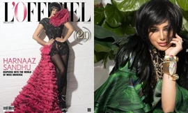 Hoa hậu Hoàn vũ Harnaaz Sandhu trang điểm và mặc thiết kế của người Việt trên bìa tạp chí