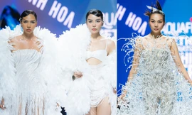 Siêu mẫu Thanh Hằng diện thiết kế nặng tới 50kg của NTK Lê Thanh Hòa