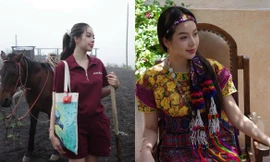 Hoa hậu Thanh Thủy diện trang phục truyền thống Guatemala, cưỡi ngựa thăm núi lửa