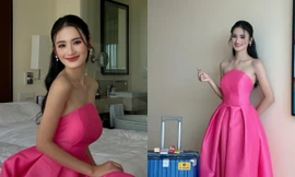 Hoa hậu Ý Nhi nổi bật với váy hồng trong ngày đầu tiên tại Miss World 2025